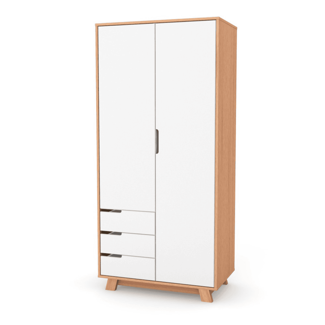 Dětska šatní skřín Lussi 850 Gekko Kids, Bílá / Přírodní Buk